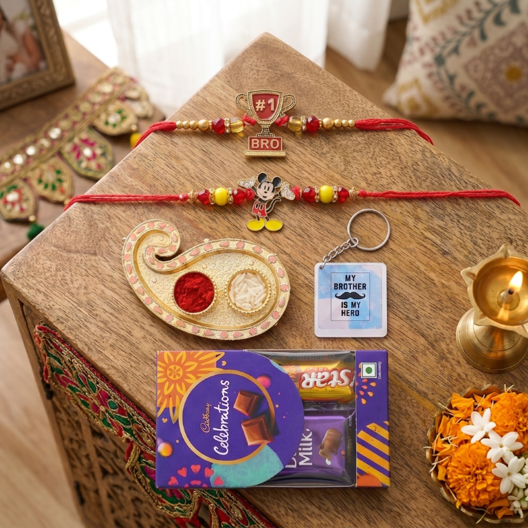 No.1 Bro & Mickey Rakhi Set of 2 | Designer Rakhi for Brother