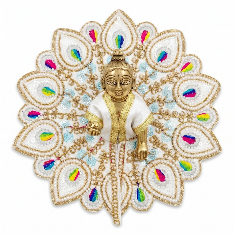 Tiny Shiny Laddu Gopal Poshak Thakur Ji Dress Heavy Designer Dress for Kanha Ji Fancy Dress for Bal Krishna Janmaasthmi Special for Ladoo Gopal Ji (Size-4)