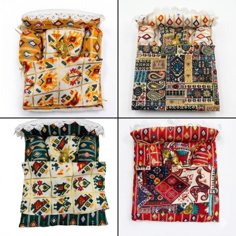 GopalLaddu Gopal ji Pure Cotton Bister Set Soft Fabric and Comfortable , Gadda , Size 0 to 6 (12X14), (Random Colour & Design)