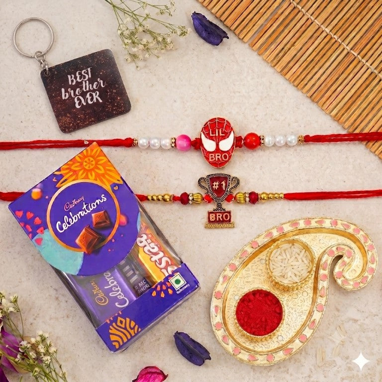 Lil Bro & No.1 Bro Kids Rakhi Set of 2 Designer Rakhi for Brother