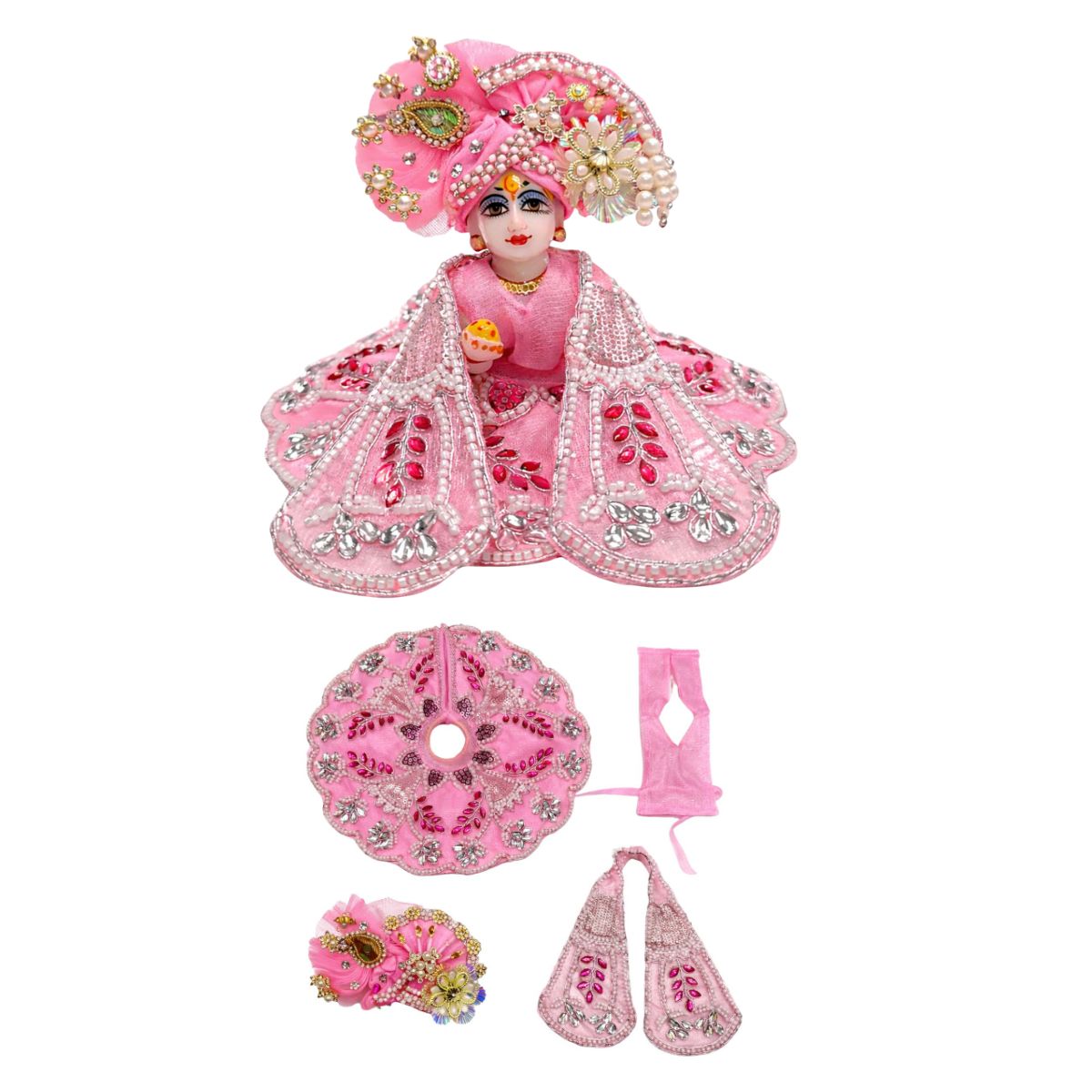 Tiny Shiny Laddu Gopal Poshak Thakur Ji Dress Heavy Designer Dress for Kanha Ji Fancy Dress for Bal Krishna Janmaasthmi Special for Ladoo Gopal Ji (Size-0 to 5)