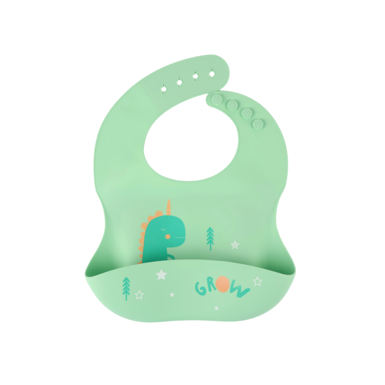 Tiny Shiny Silicone Bib for Baby Food Feeding BPA Free, Adjustable Straps Waterproof Built-in Food Pocket Mess Free Ideal for Babies 6 to 36 Months