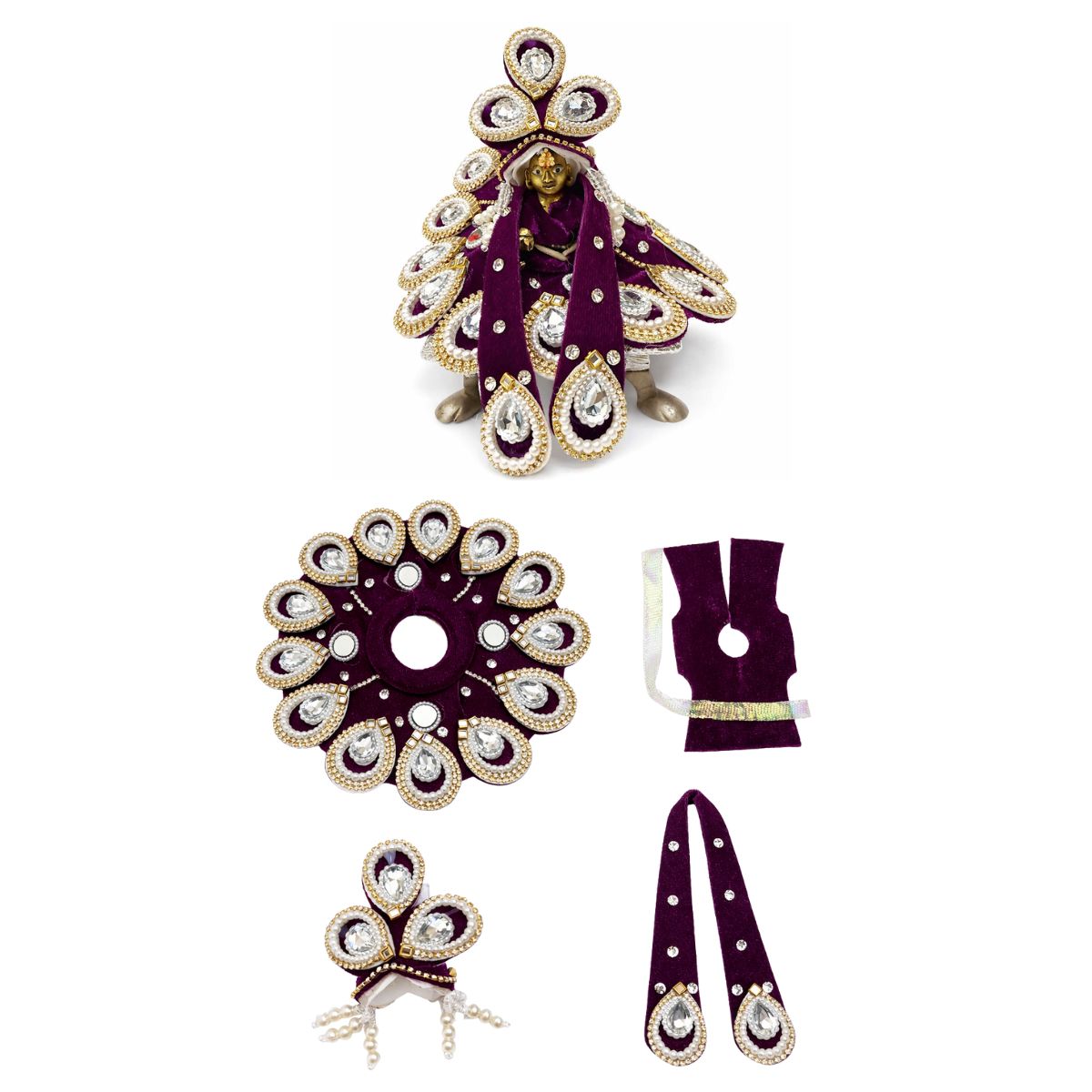 Tiny Shiny Laddu Gopal Poshak Thakur Ji Dress Heavy Designer Dress for Kanha Ji Fancy Dress for Bal Krishna Janmaasthmi Special for Ladoo Gopal Ji (Size-2 , Inch-6)
