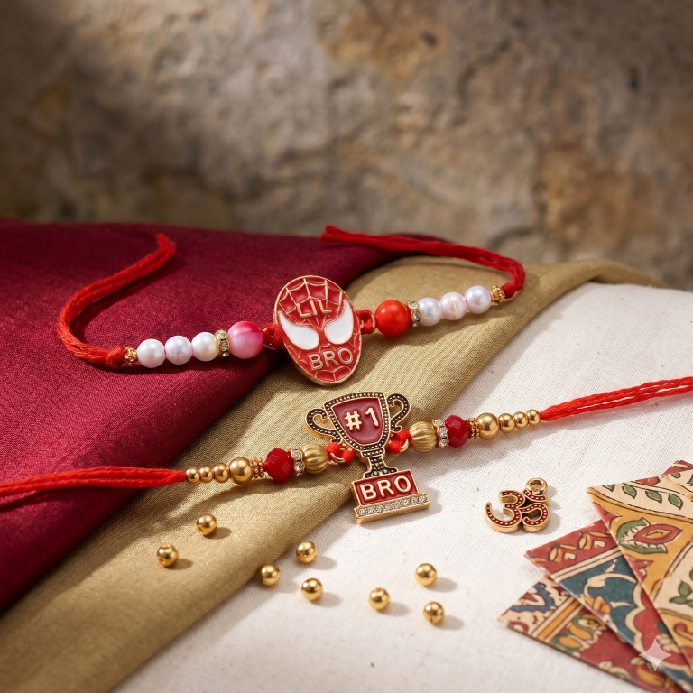 Lil Bro & No.1 Bro Kids Rakhi Set of 2 Designer Rakhi for Brother