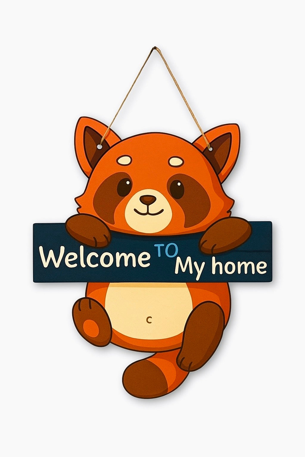 Cute Raccoon Welcome to My Home Hanging Wall Decor Sign