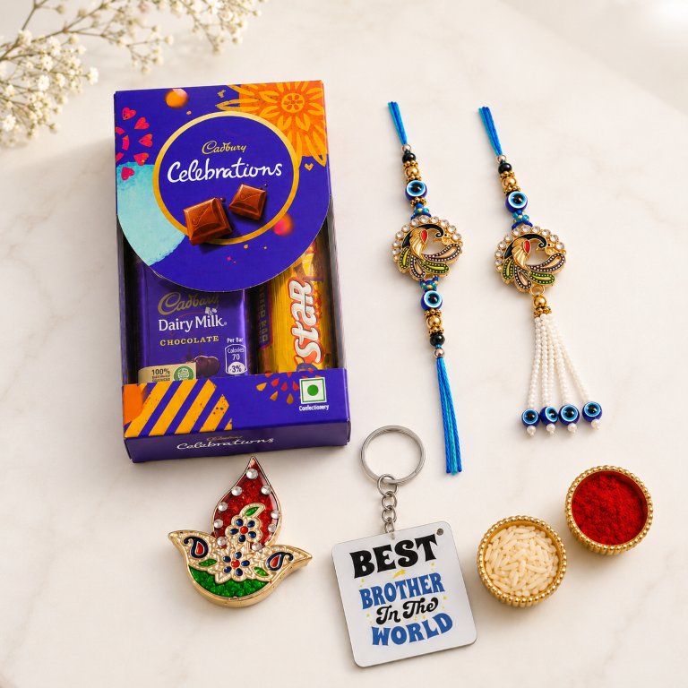 Designer Peacock Rakhi Set of 2 | Evil Eye Rakhi for Brother