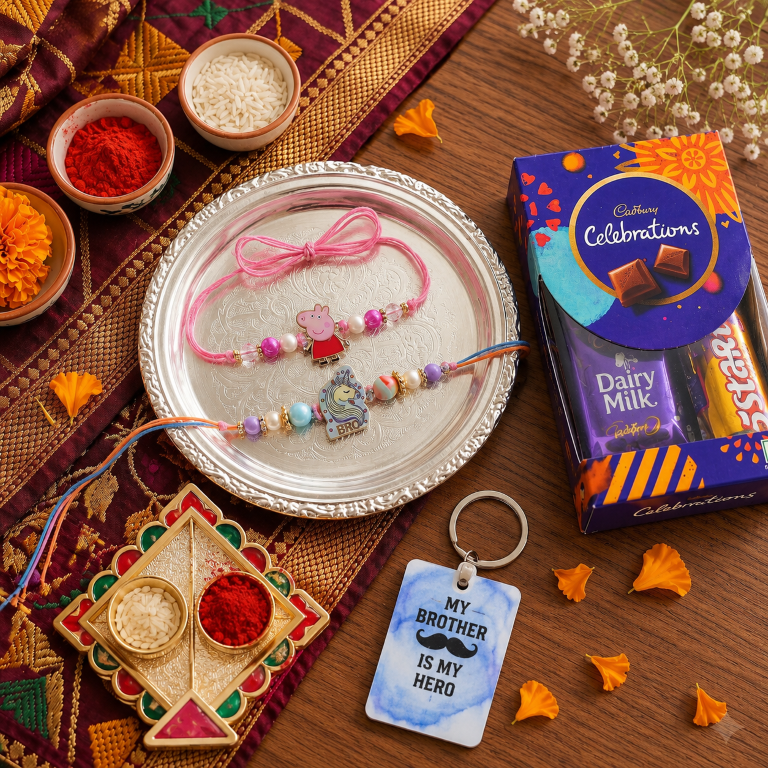 Kids Cartoon Rakhi Set of 2 | Peppa Pig & Unicorn Designer Rakhi