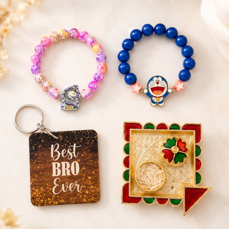 Unicorn & Doraemon Bracelet Bro Kids Rakhi Set of 2 Designer Rakhi for Brother