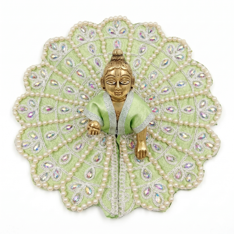 Tiny Shiny Laddu Gopal Poshak Thakur Ji Dress Heavy Designer Dress for Kanha Ji Fancy Dress for Bal Krishna Janmaasthmi Special for Ladoo Gopal Ji (Size- 4 And 5)