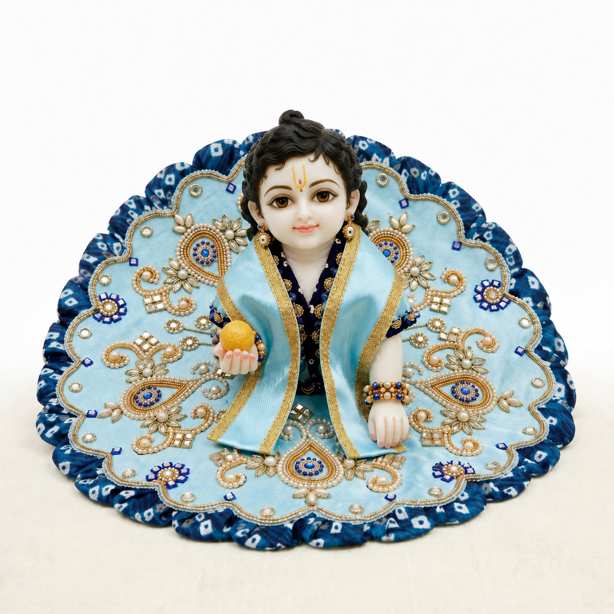 Tiny Shiny Laddu Gopal Poshak Thakur Ji Dress Heavy Designer Dress for Kanha Ji Fancy Dress for Bal Krishna Janmaasthmi Special for Ladoo Gopal Ji (Size-1 to 5)