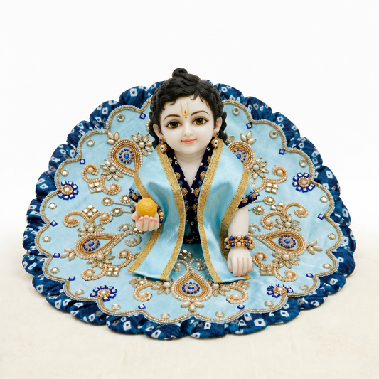 Tiny Shiny Laddu Gopal Poshak Thakur Ji Dress Heavy Designer Dress for Kanha Ji Fancy Dress for Bal Krishna Janmaasthmi Special for Ladoo Gopal Ji (Size-1 to 5)