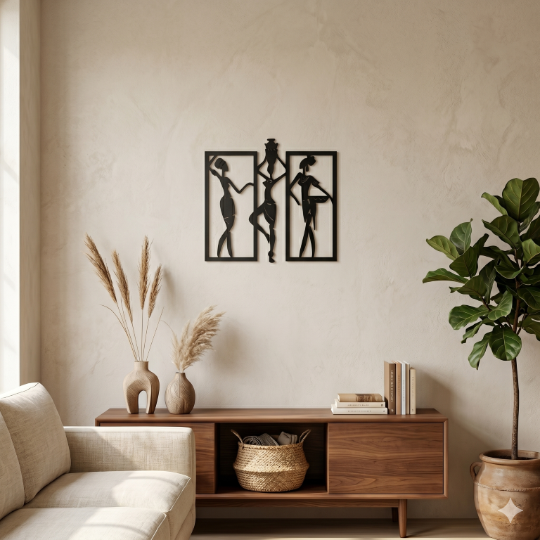 Tribal African Women MDF Wall Decor | 3D Wall Art For Bedroom & Living Room | Woman Decorative Showpiece