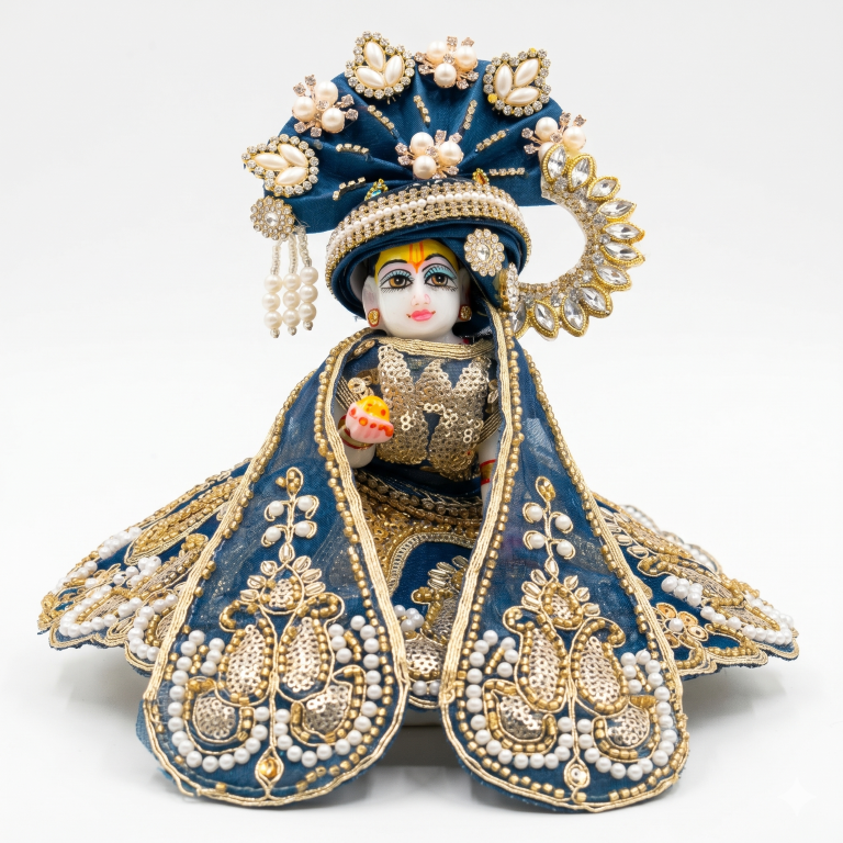 Tiny Shiny Laddu Gopal Poshak Thakur Ji Dress Heavy Designer Dress for Kanha Ji Fancy Dress for Bal Krishna Janmaasthmi Special for Ladoo Gopal Ji (Size-0 to 5)