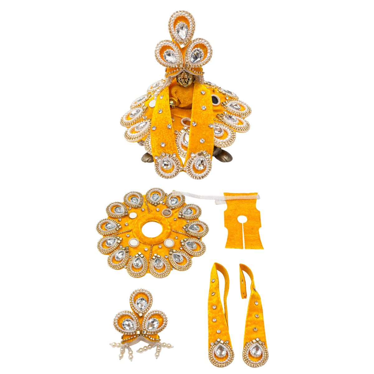 Tiny Shiny Laddu Gopal Poshak Thakur Ji Dress Heavy Designer Dress for Kanha Ji Fancy Dress for Bal Krishna Janmaasthmi Special for Ladoo Gopal Ji (Size-2 , Inch-6)