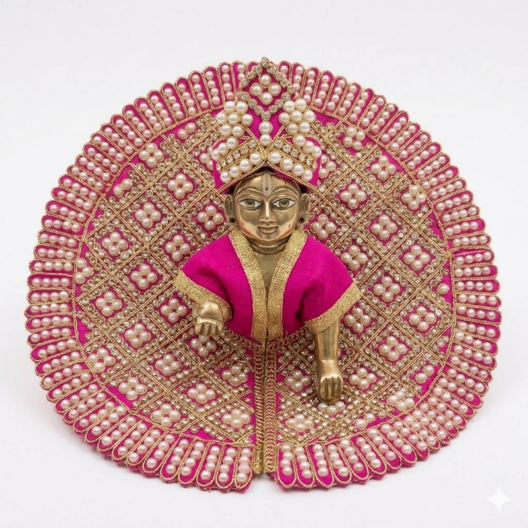 Tiny Shiny Laddu Gopal Poshak Thakur Ji Dress Heavy Designer Dress for Kanha Ji Fancy Dress for Bal Krishna Janmaasthmi Special for Ladoo Gopal Ji (Size-4 And 5)
