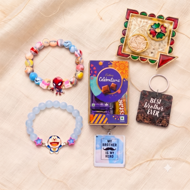 Spider Hero & Doraemon Bracelet Bro Kids Rakhi Set of 2 Designer Rakhi for Brother