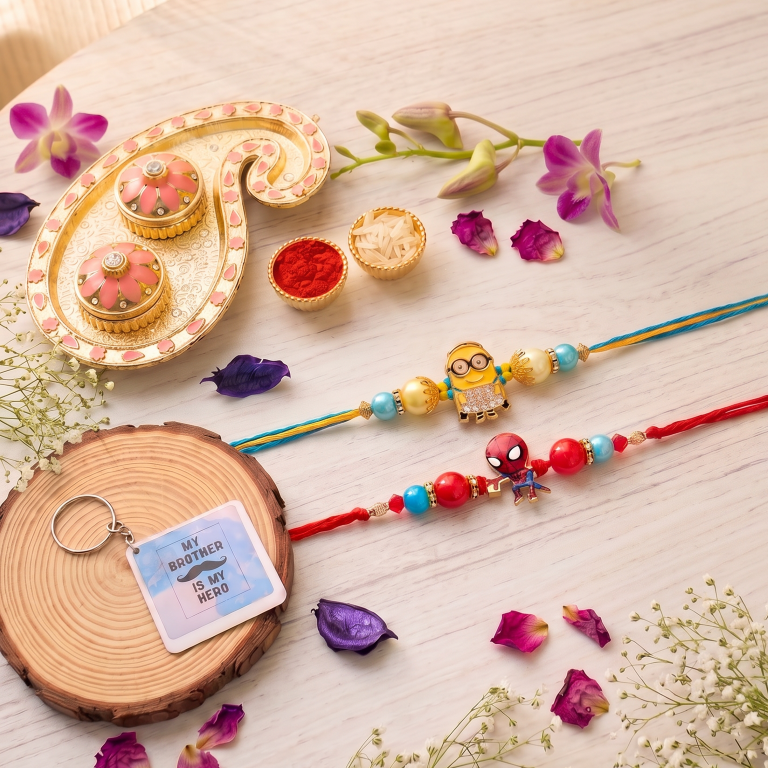Minion & Spider Hero Rakhi Set of 2 | Kids Designer Rakhi for Brother