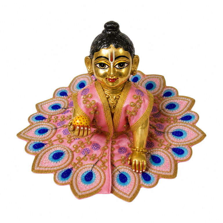 Tiny Shiny Laddu Gopal Poshak Thakur Ji Dress Heavy Designer Dress for Kanha Ji Fancy Dress for Bal Krishna Janmaasthmi Special for Ladoo Gopal Ji (Size-4)