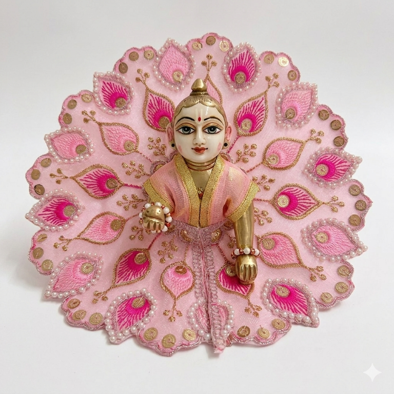 Tiny Shiny Laddu Gopal Poshak Thakur Ji Dress Heavy Designer Dress for Kanha Ji Fancy Dress for Bal Krishna Janmaasthmi Special for Ladoo Gopal Ji (Size-3 to 5)