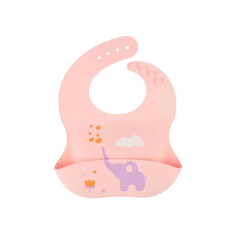 Tiny Shiny Silicone Bib for Baby Food Feeding BPA Free, Adjustable Straps Waterproof Built-in Food Pocket Mess Free Ideal for Babies 6 to 36 Months
