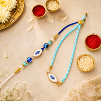 Bhai Bhabhi Rakhi Set | Evil Eye Rakhi & Evil Eye Lumba Bracelet