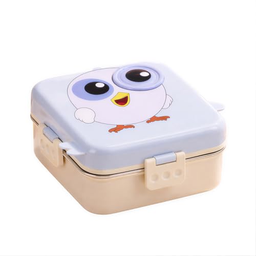 2 Layer Kids Lunch Box with Steel Inner, 3 Compartments Leak Proof Airtight BPA Free Bento Tiffin Box 1120 ML with 70 ML Sauce Cup for School Picnic Boys Girls (Lavender Chick) 1120ml + 70ml