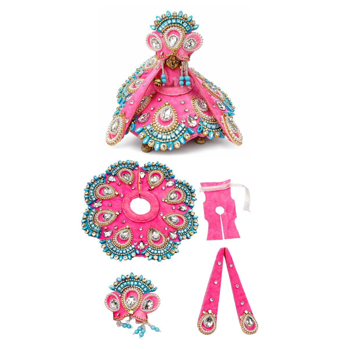 Tiny Shiny Laddu Gopal Poshak Thakur Ji Dress Heavy Designer Dress for Kanha Ji Fancy Dress for Bal Krishna Janmaasthmi Special for Ladoo Gopal Ji (Size-2)