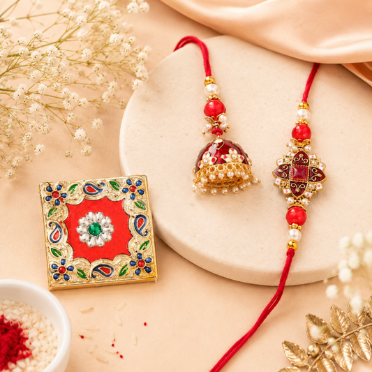 the timeless bond of love with the Tiny Shiny Bhai Bhabhi Rakhi Set