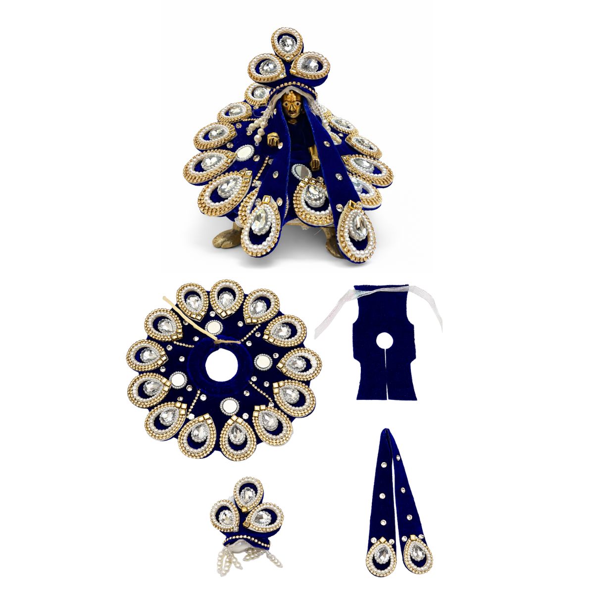 Tiny Shiny Laddu Gopal Poshak Thakur Ji Dress Heavy Designer Dress for Kanha Ji Fancy Dress for Bal Krishna Janmaasthmi Special for Ladoo Gopal Ji (Size-2 , Inch-6)