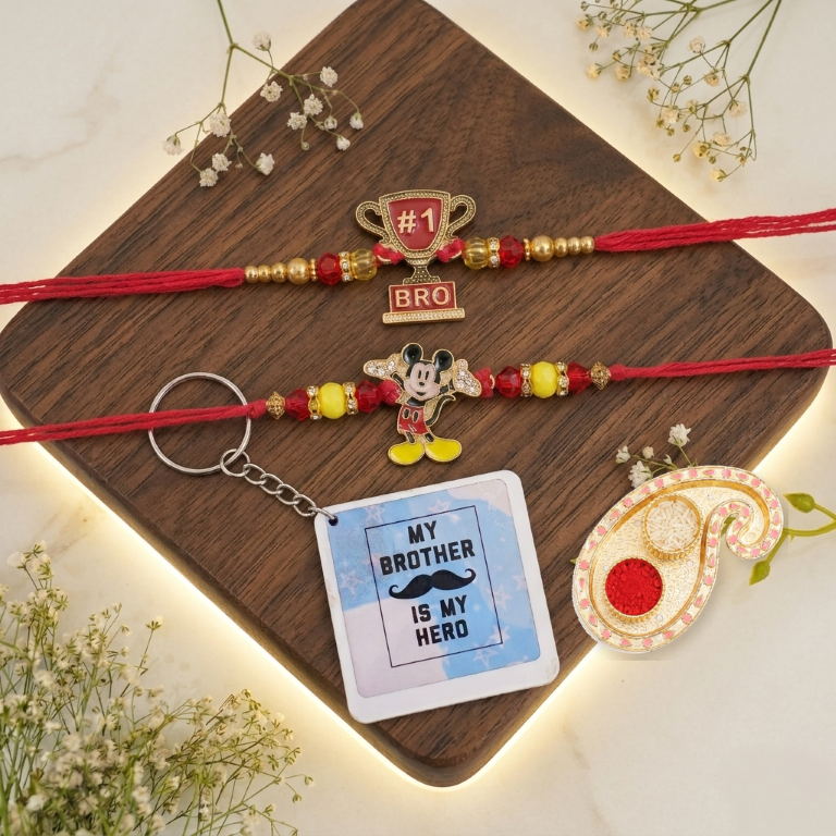 No.1 Bro & Mickey Rakhi Set of 2 | Designer Rakhi for Brother