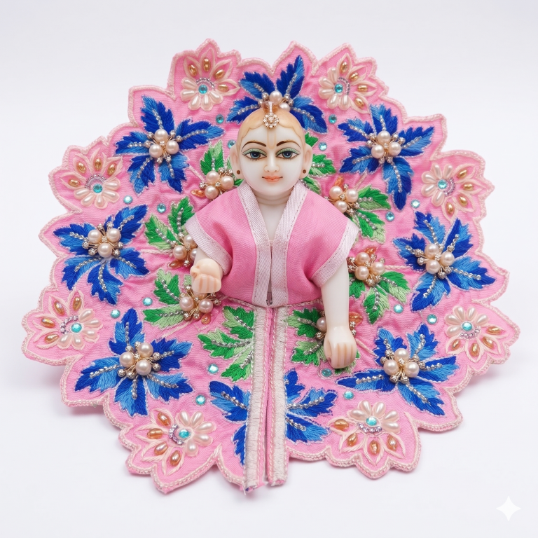 Tiny Shiny Laddu Gopal Poshak Thakur Ji Dress Heavy Designer Dress for Kanha Ji Fancy Dress for Bal Krishna Janmaasthmi Special for Ladoo Gopal Ji (Size-4 And 5)
