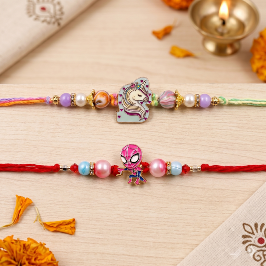 Unicorn & Spider Hero Rakhi Set of 2 | Kids Designer Rakhi for Brother