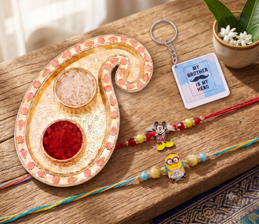 Kids Cartoon Rakhi Set of 2 | Mickey & Minion Designer Rakhi for Brother