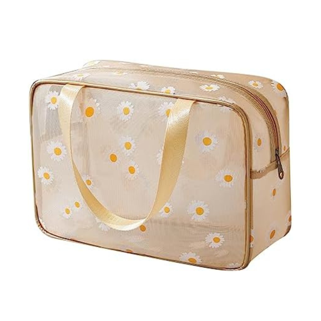 Tiny Shiny Transparent Cosmetic Makeup Bag —  Waterproof Travel Toiletry Organizer with Zipper