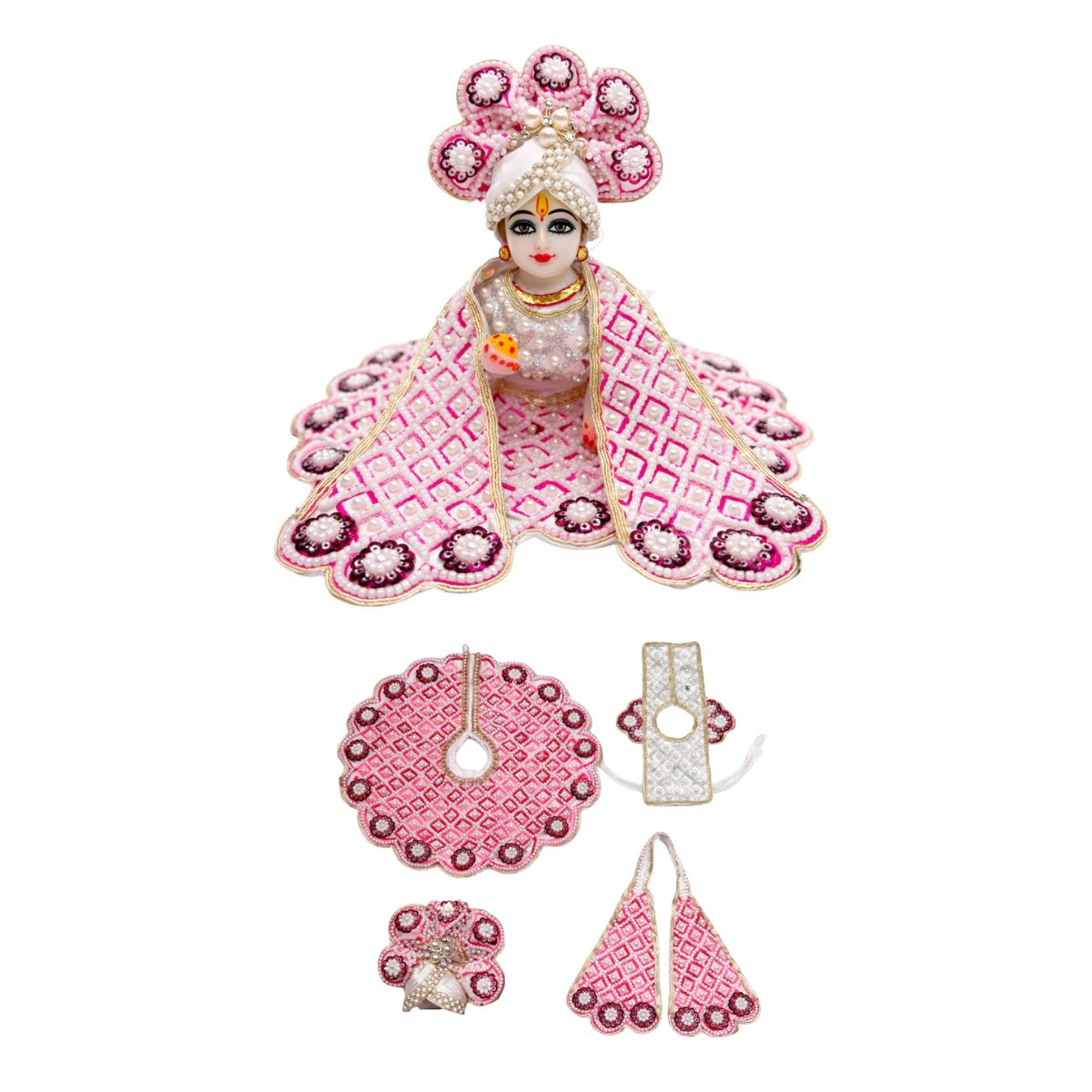 Tiny Shiny Laddu Gopal Poshak Thakur Ji Dress Heavy Designer Dress for Kanha Ji Fancy Dress for Bal Krishna Janmaasthmi Special for Ladoo Gopal Ji (Size- 0 to 6)