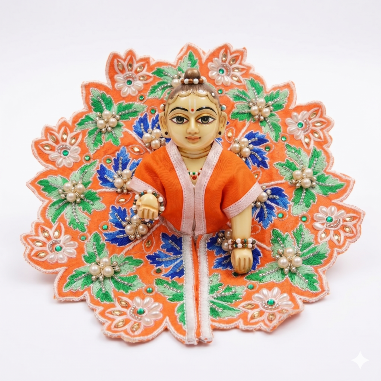 Tiny Shiny Laddu Gopal Poshak Thakur Ji Dress Heavy Designer Dress for Kanha Ji Fancy Dress for Bal Krishna Janmaasthmi Special for Ladoo Gopal Ji (Size-4 And 5)