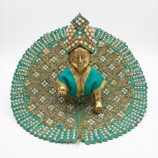 Tiny Shiny Laddu Gopal Poshak Thakur Ji Dress Heavy Designer Dress for Kanha Ji Fancy Dress for Bal Krishna Janmaasthmi Special for Ladoo Gopal Ji (Size-4 And 5)