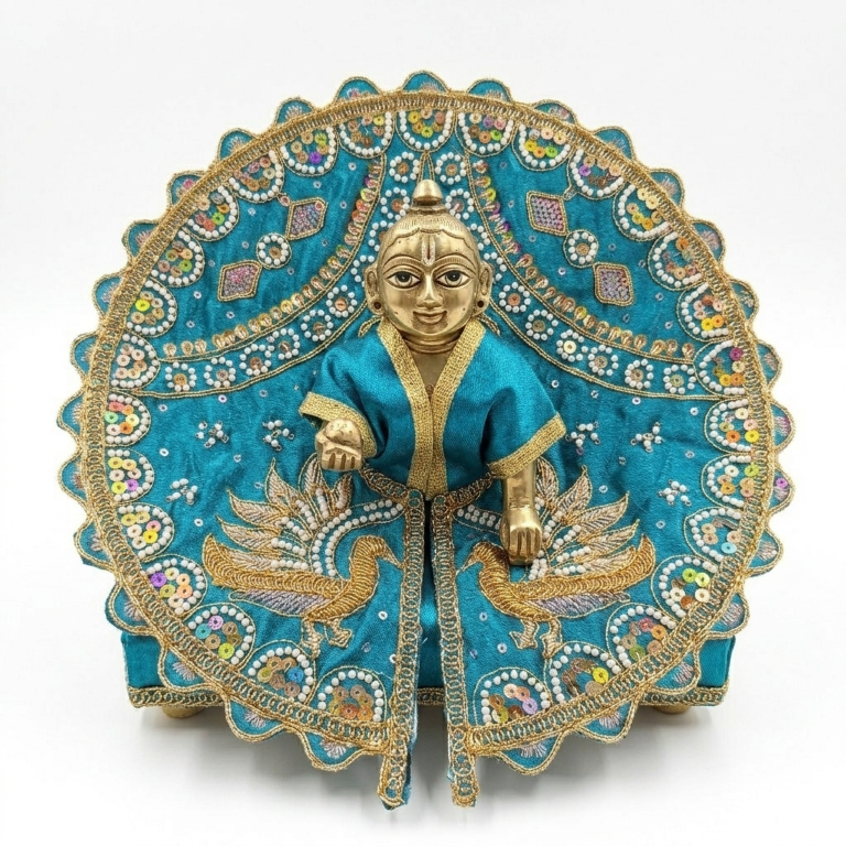 Tiny Shiny Laddu Gopal Poshak Thakur Ji Dress Heavy Designer Dress for Kanha Ji Fancy Dress for Bal Krishna Janmaasthmi Special for Ladoo Gopal Ji (Size-4 And 5)