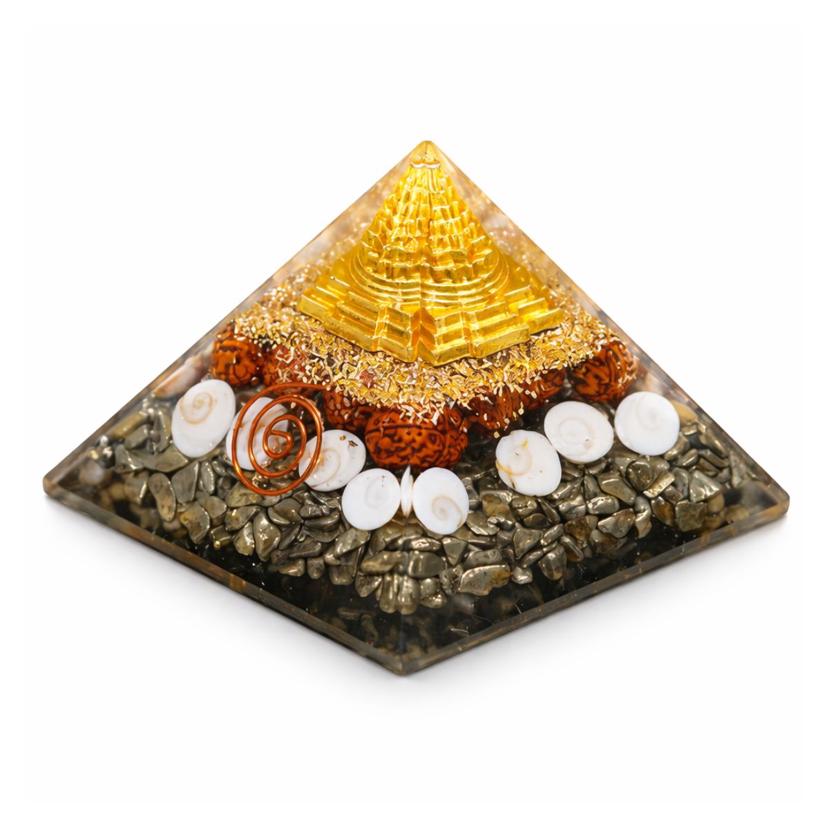 Shree Yantra Pyramid with Pyrite
