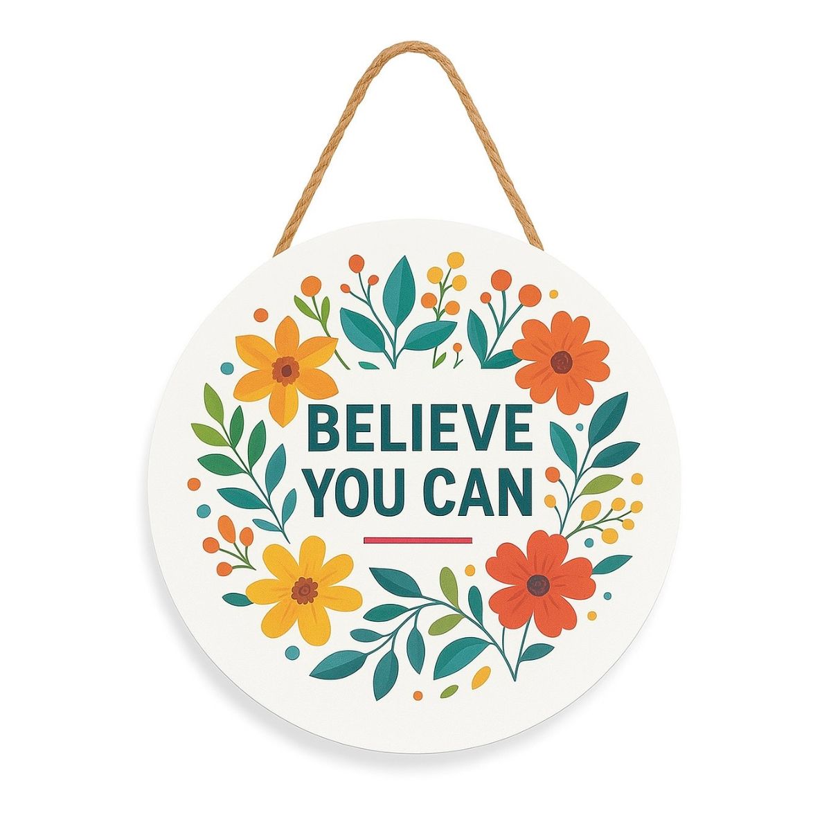 Believe You Can Floral Hanging Wall Plaque for Home Décor