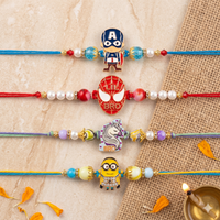 Captain, Lil Bro, Unicorn & Minion Kids Rakhi Set of 4 Designer Rakhi for Brother