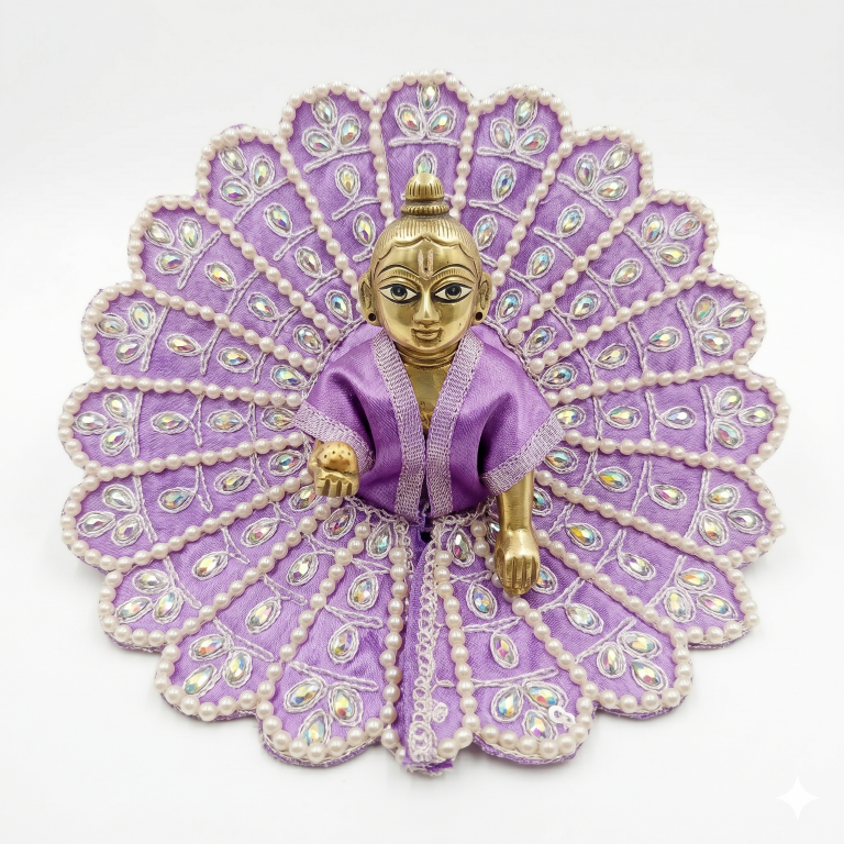 Tiny Shiny Laddu Gopal Poshak Thakur Ji Dress Heavy Designer Dress for Kanha Ji Fancy Dress for Bal Krishna Janmaasthmi Special for Ladoo Gopal Ji (Size- 4 And 5)