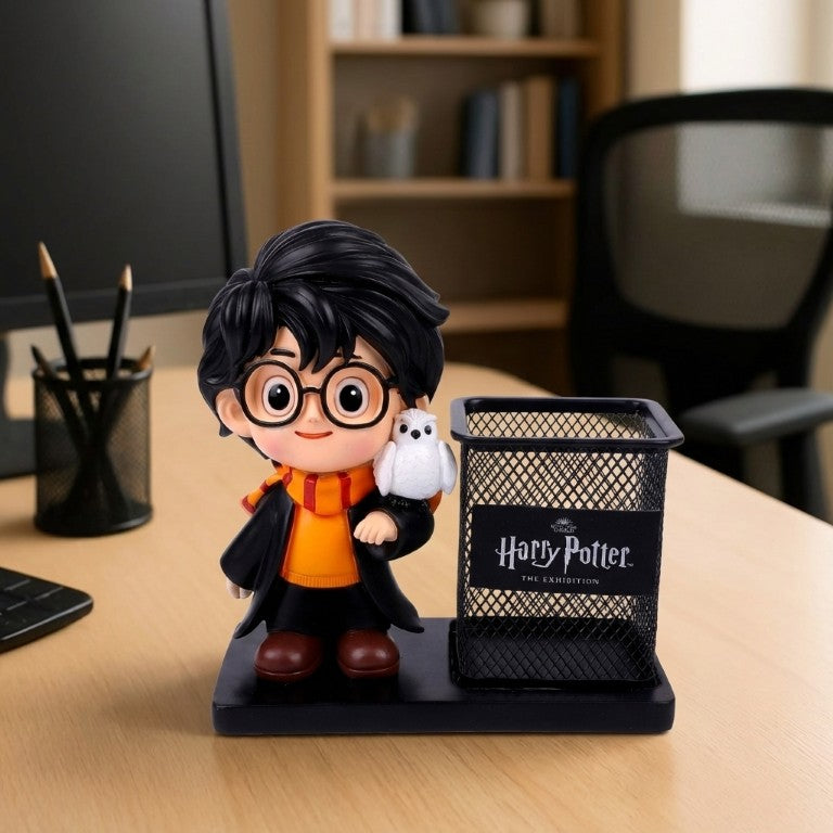 Chibi Harry Potter & Hedwig Desk Organizer | Magical Figurine Pen Holder