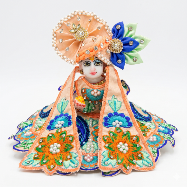 Tiny Shiny Laddu Gopal Poshak Thakur Ji Dress Heavy Designer Dress for Kanha Ji Fancy Dress for Bal Krishna Janmaasthmi Special for Ladoo Gopal Ji (Size- 0 to 5)
