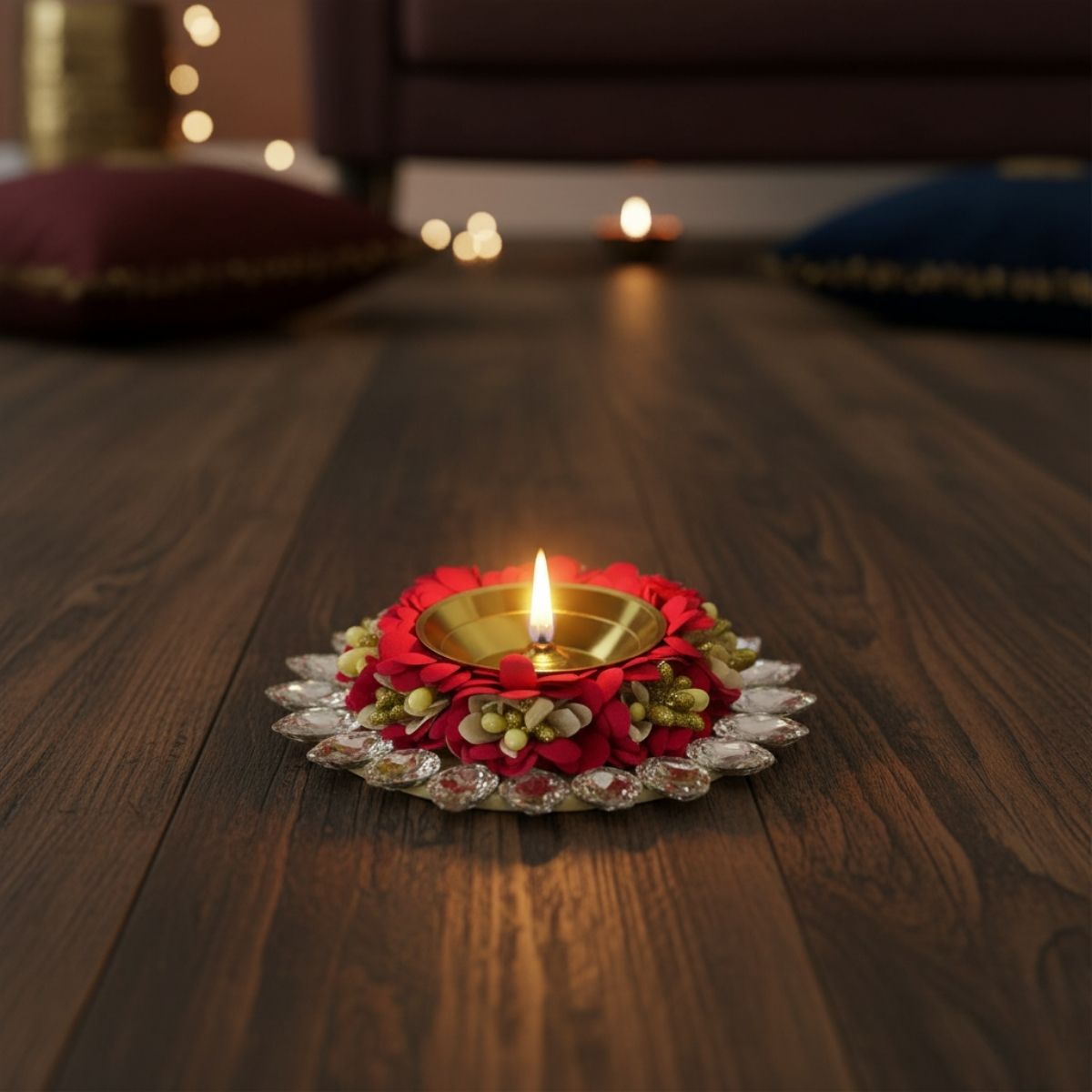 Brass Jyot Diya – Magenta | TinyShinygift