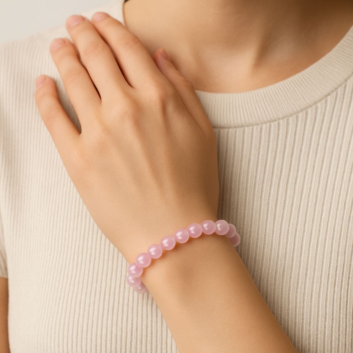 Rose Quartz Bracelet – Natural Crystal Beaded Bracelet for Women, Love & Healing Energy Stone Jewelry Gift - image 2