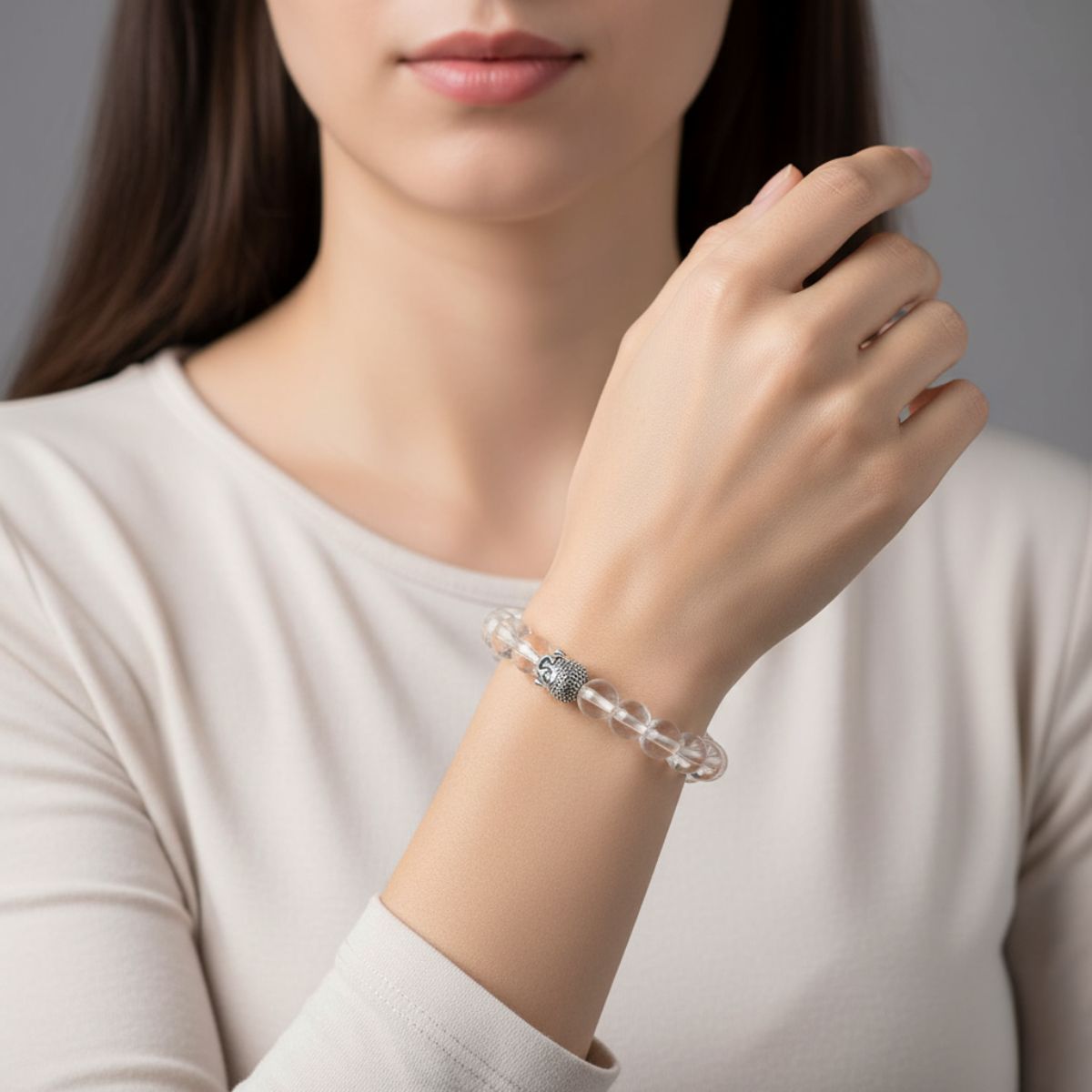 Sphatik Plain Hydro Bracelet – Natural Clear Quartz Crystal Energy Bracelet for Men & Women - image 2