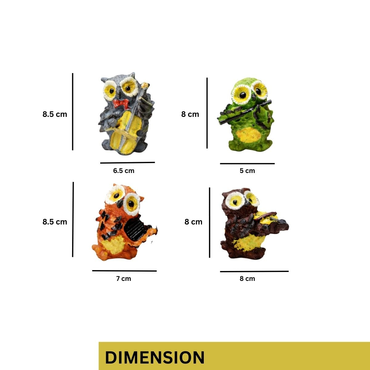 Tiny Shiny Owl Showpiece, Figurines, Statues for Good Luck Playing Musical Instruments for Home & Office Decor Showpiece Decorative & Gifting Items (Set of 4) (Resin, Multicolor) - image 2