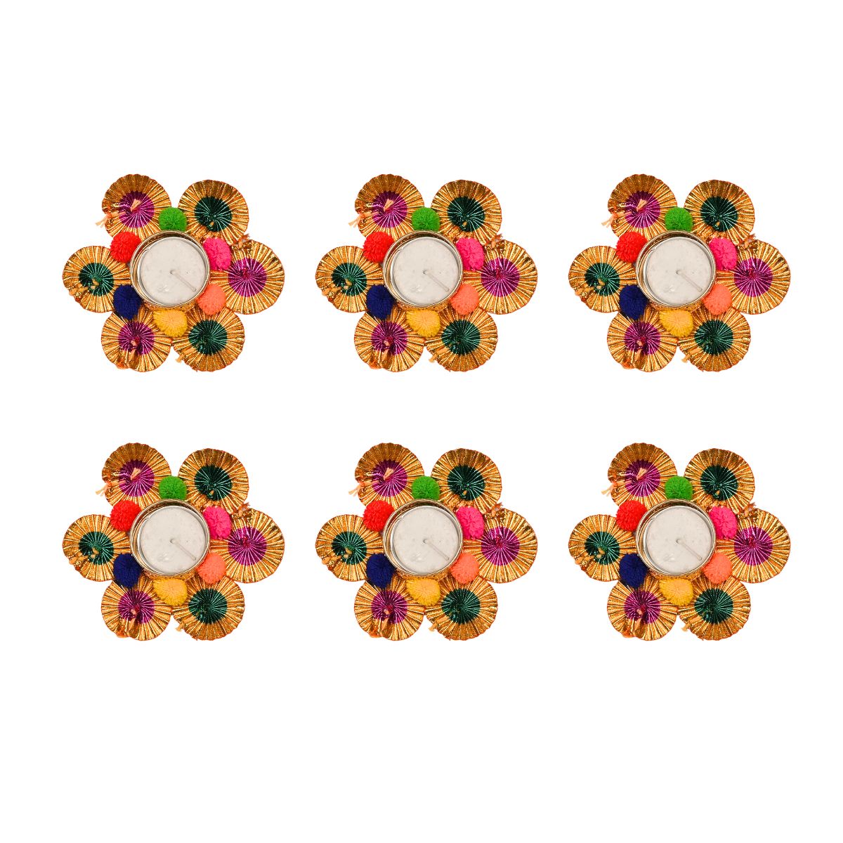 6PC T-Light Holder Set | Gota & Metal | Decorative Tealight Holders (TS-DD-NHK-25E)