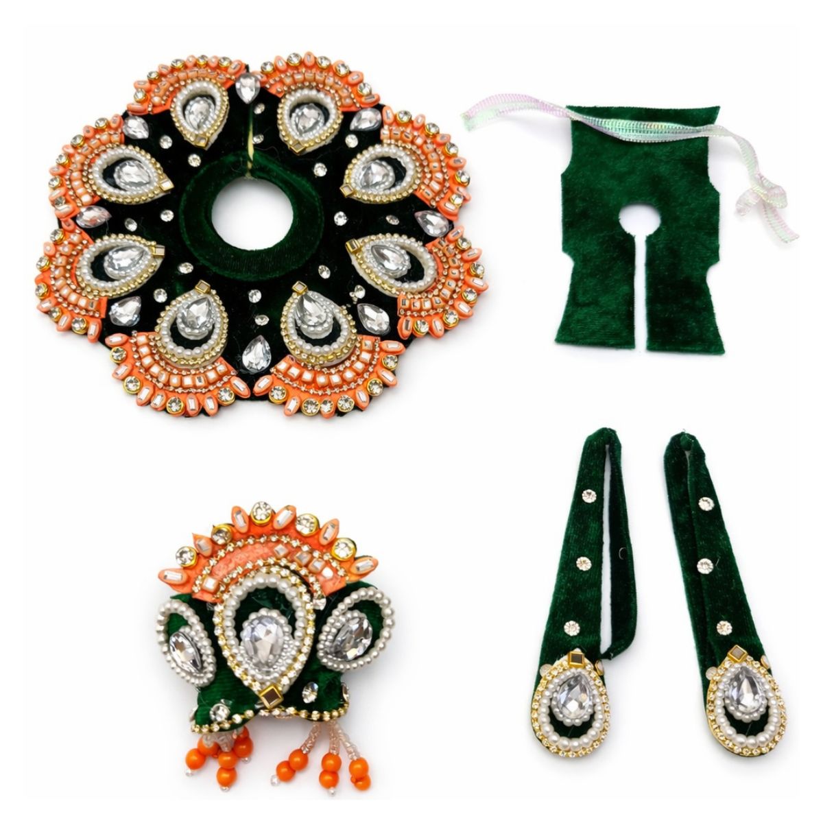 Tiny Shiny Laddu Gopal Poshak Thakur Ji Dress Heavy Designer Dress for Kanha Ji Fancy Dress for Bal Krishna Janmaasthmi Special for Ladoo Gopal Ji (Size-2)